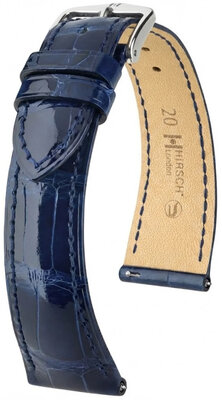 Lederen riem Hirsch London L 04207080-2, blauw, alligatorleer, lengte L, Quick Release
