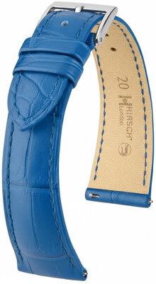Lederen riem Hirsch London L 04207085-2, blauw, alligatorleer, lengte L, Quick Release