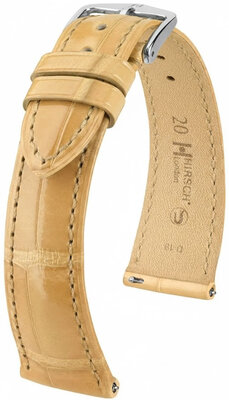 Lederen riem Hirsch London L 04207090-2, beige, alligator leder, lengte L, Quick Release