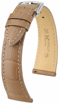 Lederen riem Hirsch London L 04207099-2, beige, alligator leder, lengte L, Quick Release