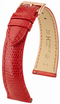 Lederen riem Hirsch London L 04266020-7, rood, hagedissenleer, lengte L, snelsluiting