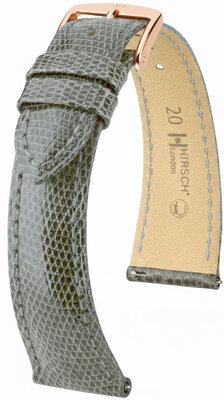 Lederen riem Hirsch London L 04266030-7, grijs, hagedissenleer, lengte L, snelsluiting