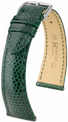 Leren riem Hirsch London L 04266040-2, groen, hagedissenleer, lengte L, snelsluiting