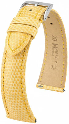 Lederen riem Hirsch London L 04266073-2, geel, hagedissenleer, lengte L, snelsluiting