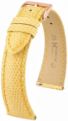 Lederen riem Hirsch London L 04266073-7, geel, hagedissenleer, lengte L, snelsluiting