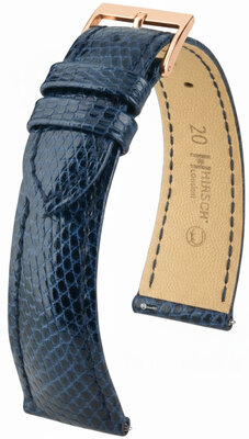Lederen riem Hirsch London L 04266080-7, blauw, hagedissenleer, lengte L, snelsluiting