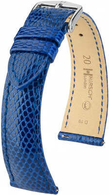 Lederen riem Hirsch London L 04266085-2, blauw, hagedissenleer, lengte L, snelsluiting