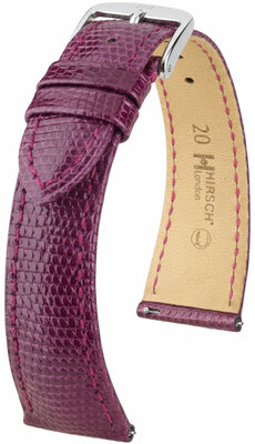 Leren riem Hirsch London L 04266087-2, paars, hagedissenleer, lengte L, snelsluiting