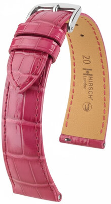 Lederen riem Hirsch London L 04307024-2, roze, alligator leder, lengte L, Quick Release