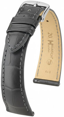 Lederen riem Hirsch London L 04307039-2, grijs, alligatorleer, lengte L, Quick Release
