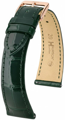 Leren horlogeband Hirsch London L 04307041-7, groen, alligatorleer, lengte L, Quick Release