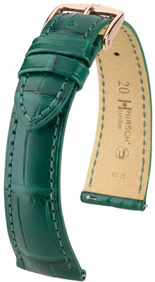 Leren riem Hirsch London L 04307049-7, groen, alligatorleer, lengte L, snelsluiting