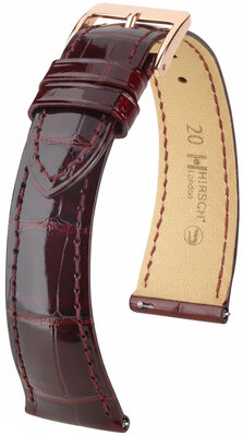 Lederen riem Hirsch London L 04307060-7, rood, alligatorleer, lengte L, Quick Release