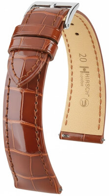 Lederen riem Hirsch London L 04307070-2, bruin, alligatorleer, lengte L, Quick Release