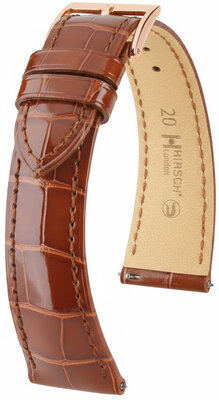 Lederen riem Hirsch London L 04307070-7, bruin, alligatorleer, lengte L, Quick Release
