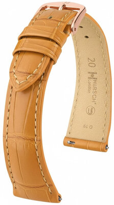 Lederen riem Hirsch London L 04307075-7, bruin, alligatorleer, lengte L, Quick Release
