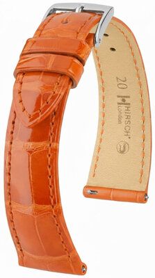 Lederen riem Hirsch London L 04307077-2, oranje, alligator leder, lengte L, Quick Release