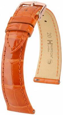 Lederen riem Hirsch London L 04307077-7, oranje, alligator leder, lengte L, Quick Release