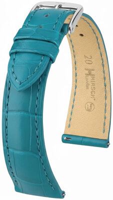 Lederen riem Hirsch London L 04307083-2, blauw, alligatorleer, lengte L, Quick Release