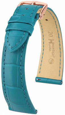 Lederen riem Hirsch London L 04307083-7, blauw, alligatorleer, lengte L, Quick Release