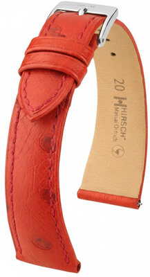 Leren riempje Hirsch Massai Ostrich 04262120-2, rood, struisvogel huid, Quick Release