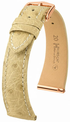 Leren riempje Hirsch Massai Ostrich 04262190-7, beige, struisvogel huid, Quick Release