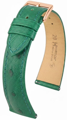 Leren riem Hirsch Massai Ostrich L 04262040-7, groen, struisvogelleer, lengte L, snelsluiting