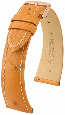 Lederen riem Hirsch Massai Ostrich L 04262074-7, bruin, struisvogelleer, lengte L, snelsluiting