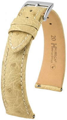 Lederen riem Hirsch Massai Ostrich L 04262090-2, beige, struisvogelleer, lengte L, snelsluiting