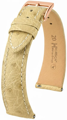 Lederen riem Hirsch Massai Ostrich L 04262090-7, beige, struisvogelleer, lengte L, snelsluiting