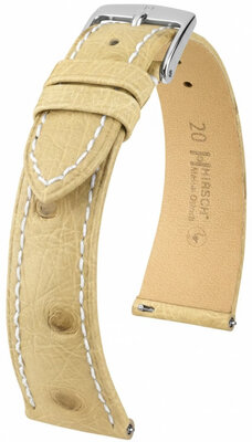 Lederen riem Hirsch Massai Ostrich L 04262091-2, beige, struisvogelleer, lengte L, snelsluiting
