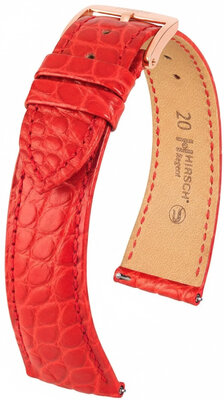 Leren riempje Hirsch Regent 04107129-7, rood, alligator huid, Quick Release