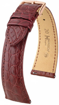Leren riempje Hirsch Regent 04107169-7, rood, alligator huid, Quick Release