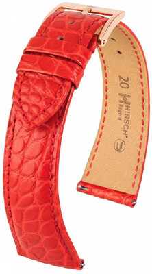Leren riem Hirsch Regent L 04107029-7, rood, alligatorleer, lengte L, snelsluiting