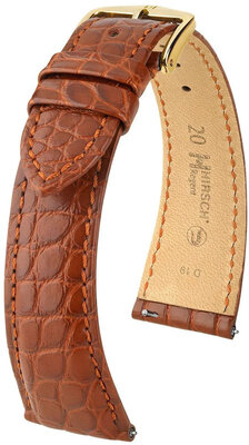 Leren riem Hirsch Regent L 04107079-1, oranje, alligatorleer, lengte L, snelsluiting