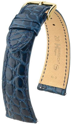 Leren horlogeband Hirsch Regent L 04107089-1, blauw, alligatorenleer, lengte L, Quick Release