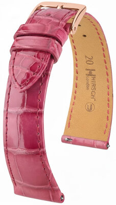 Leren horlogeband Hirsch London L 04207024-7, roze, alligatorleer, lengte L, Quick Release