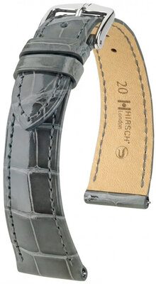 Lederen riem Hirsch London L 04207030-2, grijs, alligatorleer, lengte L, Quick Release