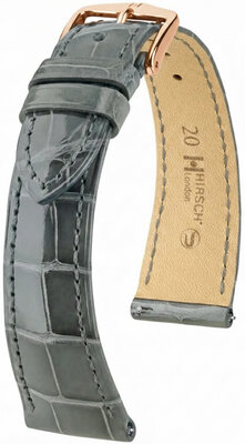 Lederen riem Hirsch London L 04207030-7, grijs, alligatorleer, lengte L, Quick Release