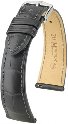 Lederen riem Hirsch London L 04207039-2, grijs, alligatorleer, lengte L, Quick Release
