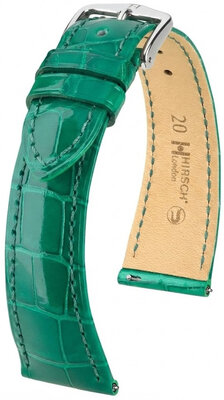 Leren horlogeband Hirsch London L 04207040-2, groen, alligatorleer, lengte L, Quick Release