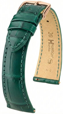 Leren horlogeband Hirsch London L 04207049-7, groen, alligatorleer, délka L, Quick Release