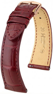 Lederen riem Hirsch London L 04207069-7, rood, alligatorleer, lengte L, Quick Release