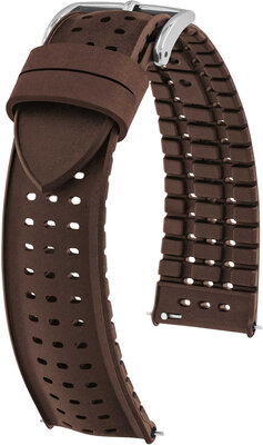 Rubberen horlogeband Hirsch Nyad L 0921099010-2, bruin, natuurlijk rubber, lengte L, Quick Release