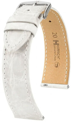 Leren riempje Hirsch Genuine Croco 01808100-2, wit, krokodillenhuid, Quick Release