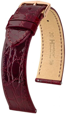 Leren horlogeband Hirsch Genuine Croco L 01808060-7, rood, krokodillenleer, lengte L, Quick Release