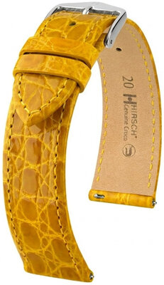 Leren horlogeband Hirsch Genuine Croco L 01808072-2, geel, krokodillenleer, lengte L, Quick Release
