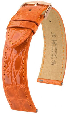 Leren horlogeband Hirsch Genuine Croco L 01808076-7, oranje, krokodillenleer, lengte L, Quick Release