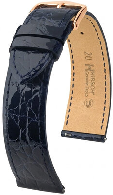 Leren horlogeband Hirsch Genuine Croco L 01808080-7, blauw, krokodillenleer, lengte L, Quick Release