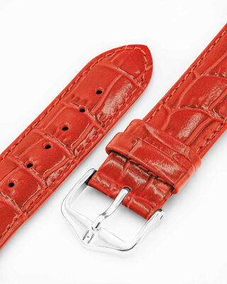 leren horlogeband Hirsch Louisianalook L 03427020-2, rood, kalfleer, lengte L, Quick Release
